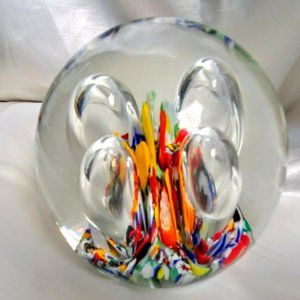 John Gentile Abstract Art Paperweight, Glass 3"